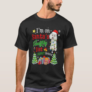 T-shirt Chien de caniche sur Père Noël Liste de vilains No