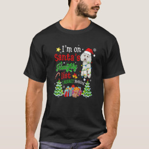 T-shirt Chien de caniche sur Père Noël Liste de vilains No