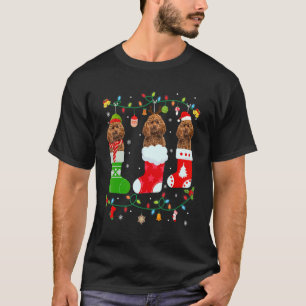 T-shirt Chien de caniche Trois Chaussettes de Noël Chandai