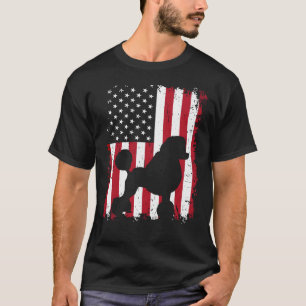 T-shirt Chien de caniche Usa Drapeau 4 juillet patriotique