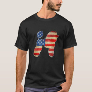 T-shirt Chien de caniche vintage Drapeau américain 4 juill