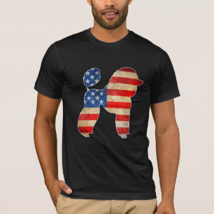 T-shirt Chien de caniche vintage Drapeau américain 4 juill