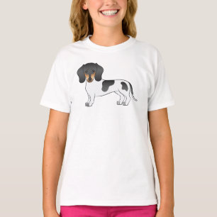 T-shirt Chien de caricature à cheveux courts noir et tan