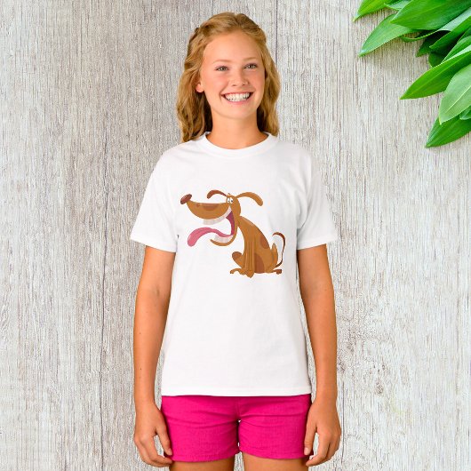 T-shirt Chien de caricature avec grand sourire et langue d