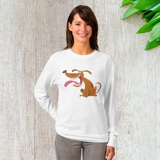 T-shirt Chien de caricature avec grand sourire et langue d