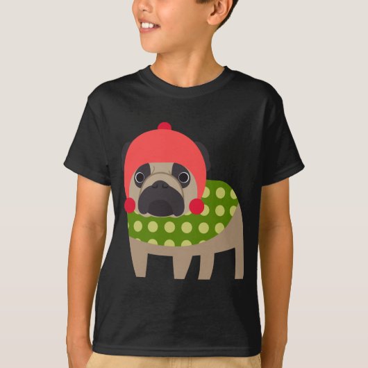 T-shirt Chien de carlin de Noël (Devant)