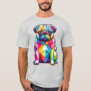 T-shirt Chien de Carlin géométrique coloré