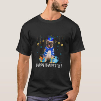 T-shirt Chien de Carlin juif amusant Kippah Menorah Chanuk