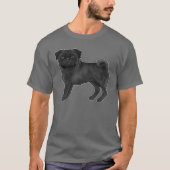 T-shirt Chien de Carlin noir illustrant un dessin de chien (Devant)