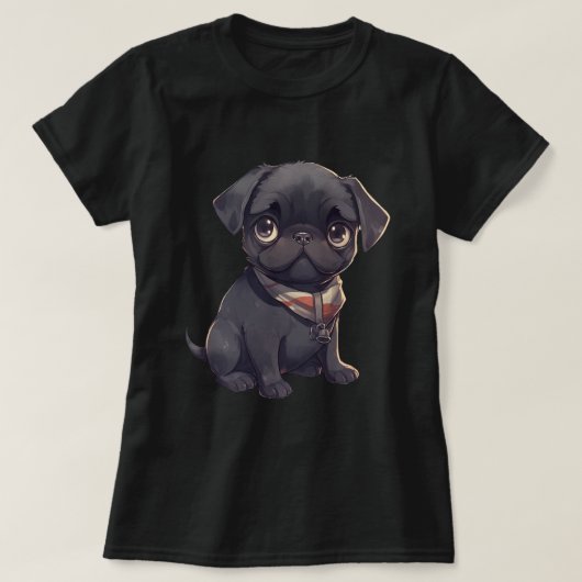 T-shirt Chien de Carlin noir pour chien maman papa drôle m (Design devant)