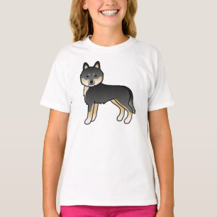 T-shirt Chien De Cartographie Cute De Sibérie Noir Et Tan