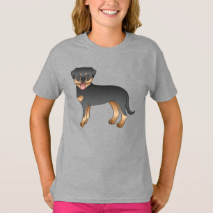 T-shirt Chien De Cartographie Cute, Noir Et Tan Rottweiler