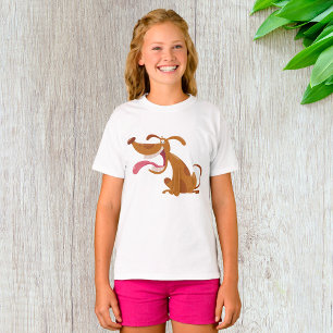 T-shirt Chien De Cartoon Avec Filles De Langue