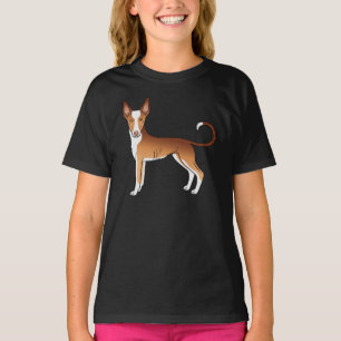 T-shirt Chien de chasse ibizien à poil lisse rouge et blan