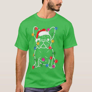 T-shirt Chien de Chien de Chien de Santa Chapeau illuminan