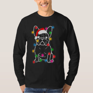 T-shirt Chien de Chien de Chien de Santa Hat illumine Noël