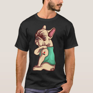 T-shirt Chien de Chien de France J'aime Maman Tatouage Adu