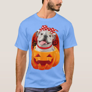 T-shirt Chien de Chien de taureaux anglais Citrouille Hall