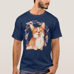 T-shirt Chien de Corgi à fleurs-950