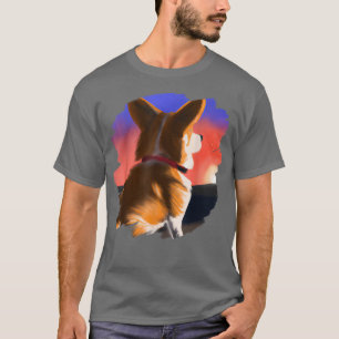 T-shirt Chien de Corgi Art Sunset Chien de Corgis Vintage 