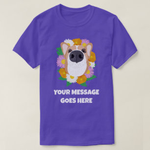 T-shirt Chien de Corgi avec Fleurs Personnalisé