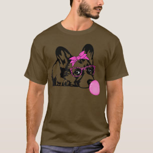 T-shirt Chien de Corgi avec gomme à bulles lunettes de ban