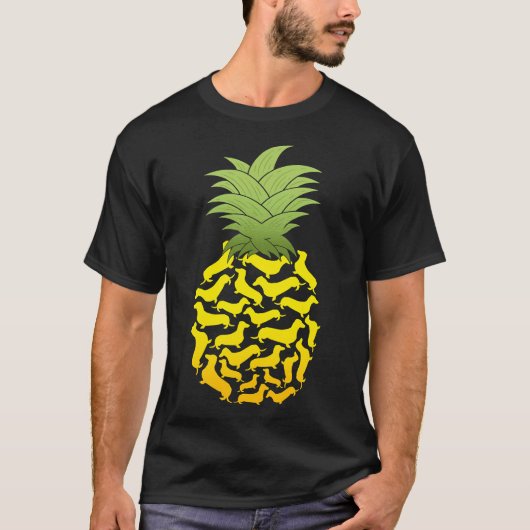 T-shirt Chien de Dachshund à l'ananas (Devant)