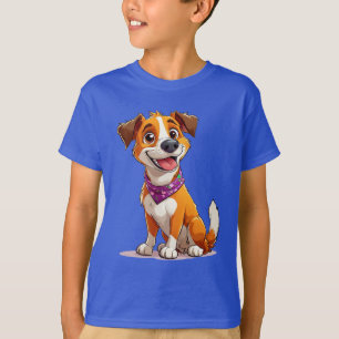 T-shirt Chien de dessin animé adorable portant un bandana