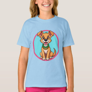 T-shirt Chien de dessin animé adorable souriant avec entra