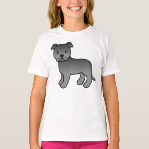 T-shirt Chien de dessin animé bleu Staffordshire Bull Terr