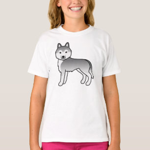T-Shirt Chien de Dessin Animé Mignon Husky Sibérie