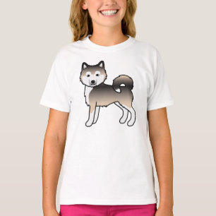T-shirt Chien de dessin animé mignon Malamute d'Alaska sab