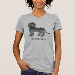 T-shirt Chien de dessin animé Mini Goldendoodle noir & Tex