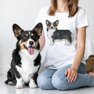 T-shirt Chien de dessin animé Pembroke Welsh Corgi tricolo