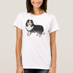 T-shirt Chien de dessin animé Sheltie Shetland Sheepdog tr