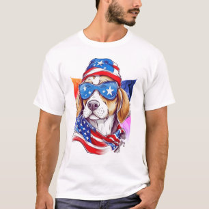 T-shirt Chien de drapeau américain 4 juillet