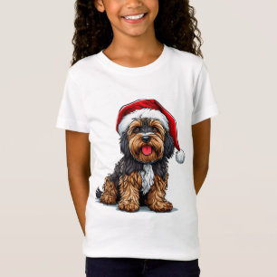 T-Shirt Chien de fête avec chapeau de Père Noël