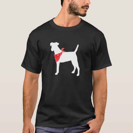 T-shirt Chien de Fox Terrier portant le Bandana rouge (Devant)