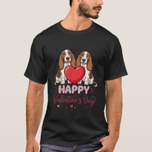 T-shirt Chien de la Saint-Valentin Basset Hound Floral