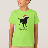 T-shirt Chien de laboratoire noir avec chapeau de Noël (Devant)