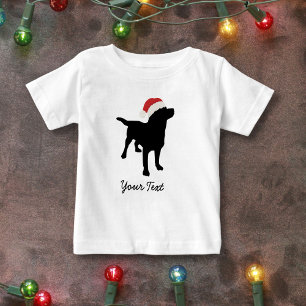 T-shirt Chien de laboratoire noir avec chapeau de Noël