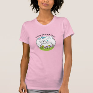 T-shirt Chien de levure Bichon de printemps avec fleurs -