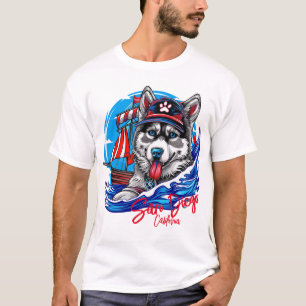 T-shirt Chien de malamut Husky du Maritime Patriotique, Sa