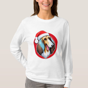 T-shirt Chien de Noël adorable avec un chapeau de Père Noë