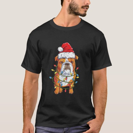 T-shirt Chien de Noël Anglais Père Noël Illuminations Noël (Devant)