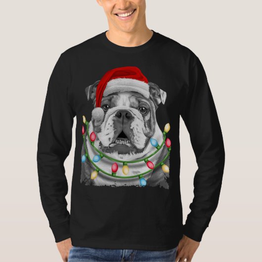 T-shirt Chien de Noël Anglais Père Noël Illuminations Noël (Devant)