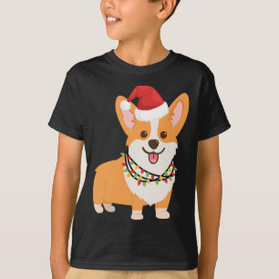T-shirt Chien de Noël Corgi avec chapeau de Noël et L de N