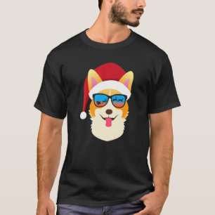 T-shirt Chien de Noël Corgi mignon Chapeau de Père Noël