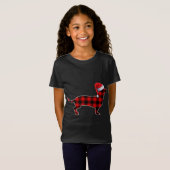 T-Shirt Chien de Noël Dachshund de Buffalo Plaid (Devant entier)