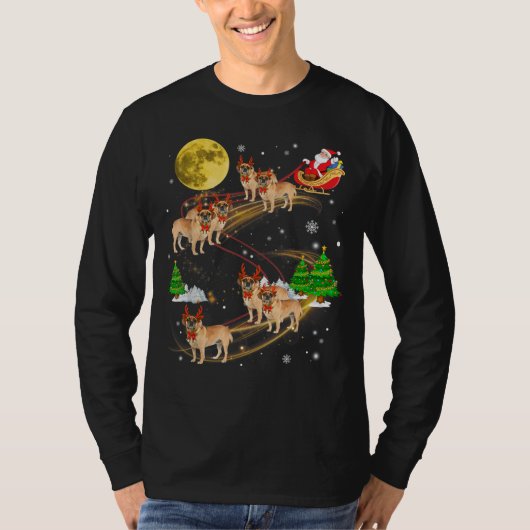 T-shirt Chien de Noël de Reindeer à cheval Père Noël Noël (Devant)